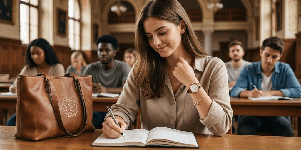 Mladá žena drží elegantný sklenený flakón parfému v štýlovom, svetlom interiéri.